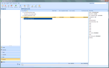 projects screen