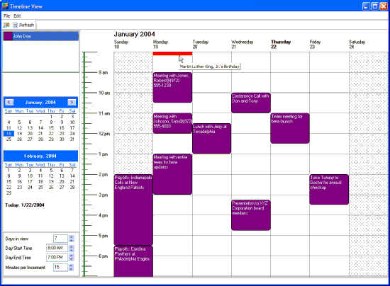 timeline screen