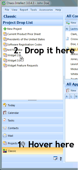 link with drag hover and drop