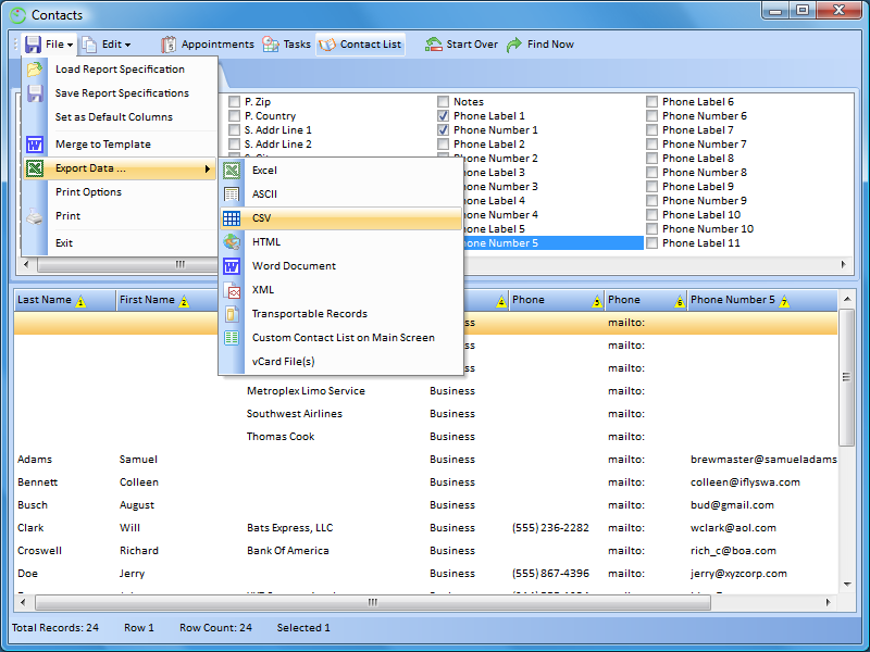 export data