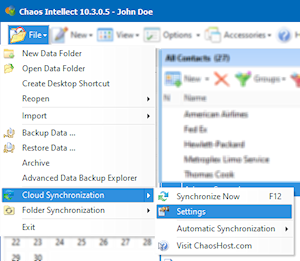Cloud Sync Menu