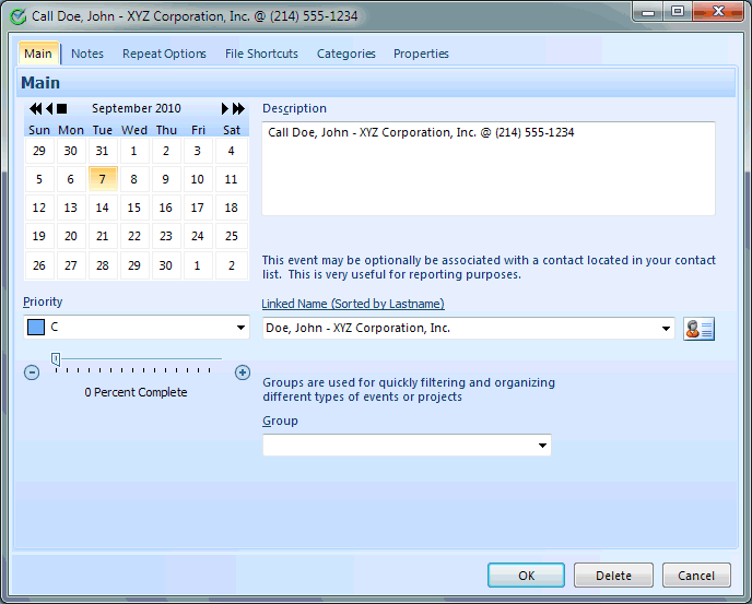 task entry