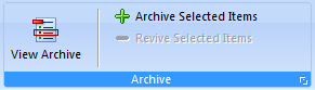 archive options on toolbar