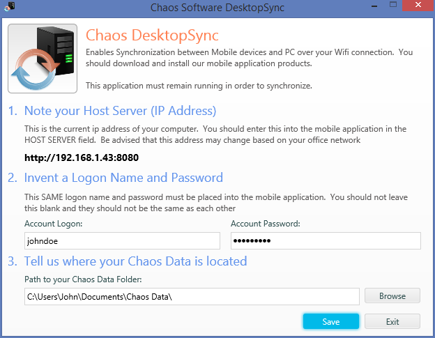 DesktopSync screen