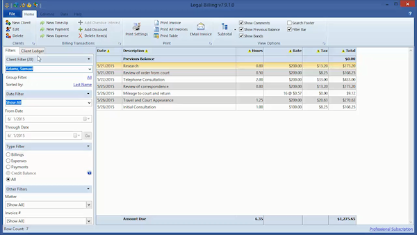 track time and expenses and print invoices